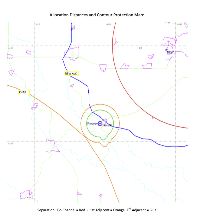 Holy Mother Mary's engineering exhibit, attempting to show its reduced ERP application would not interfere with the 60 dBu contour of 98.1 KHAK(FM) in Cedar Rapids.